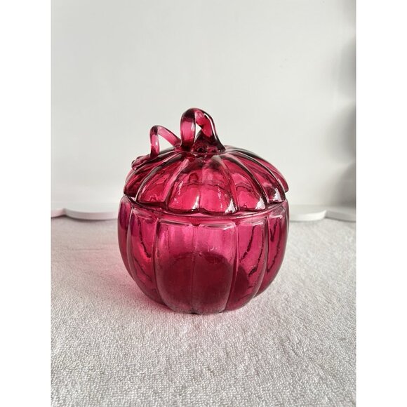 VTG Pink Glass Pumpkin Candy Dish Storage Container 5.5"D x 6"H Trinket Dish - Picture 3 of 12